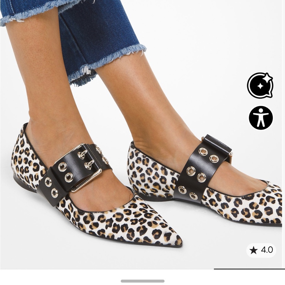 MICHAEL KORS COLLECTION
Maude Leopard Calf Hair Pointed-Toe Mary Jane Flat 7.5
